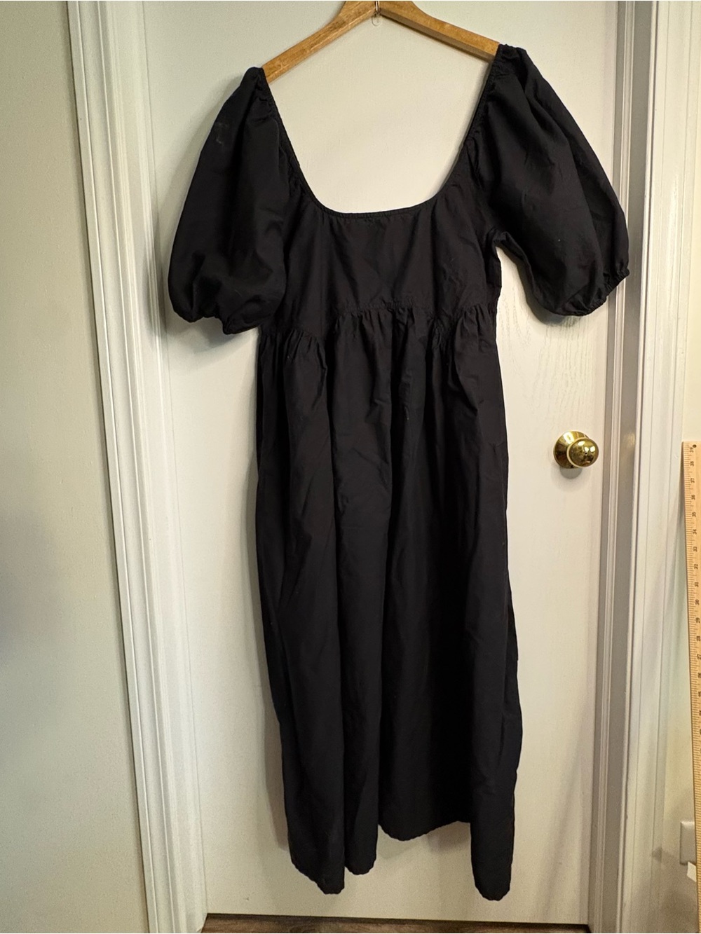 ASOS DESIGN Sz 10 Square Neck Puff Sleeve Maxi Dress Woven Cotton Milkmaid Boho